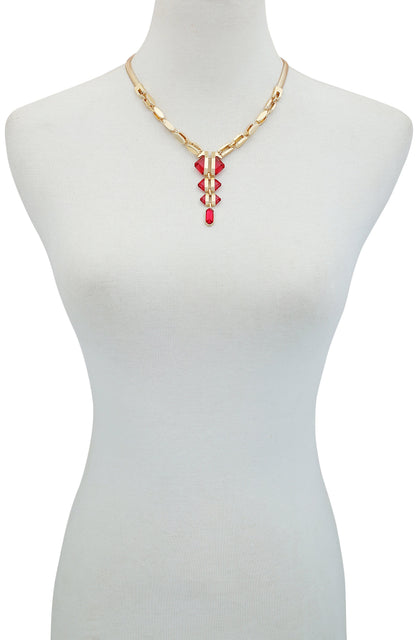 Vince Camuto Goldtone Tri Rose Stone Drop Pendant Necklace Gold Tone