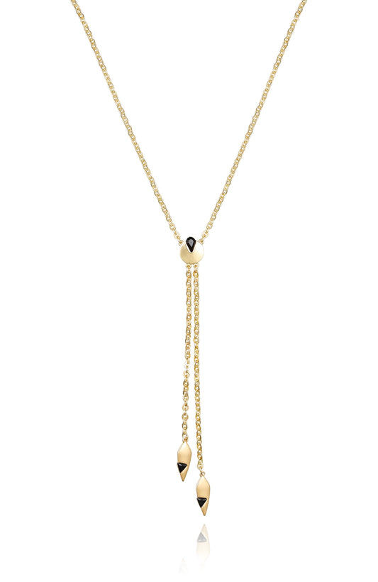 Vince Camuto Goldtone & Black Drop Pendant Necklace Gold Tone