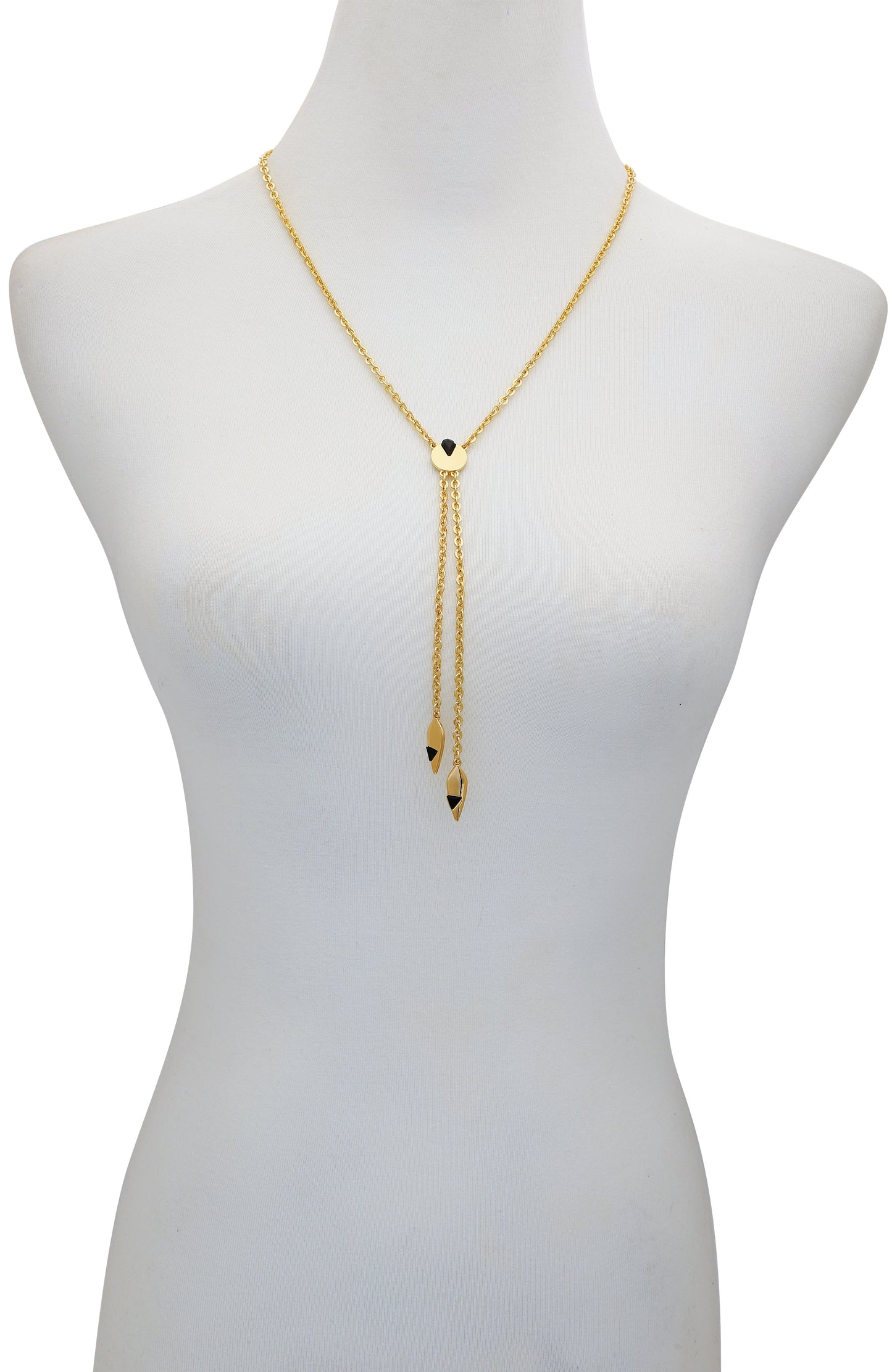 Vince Camuto Goldtone & Black Drop Pendant Necklace Gold Tone