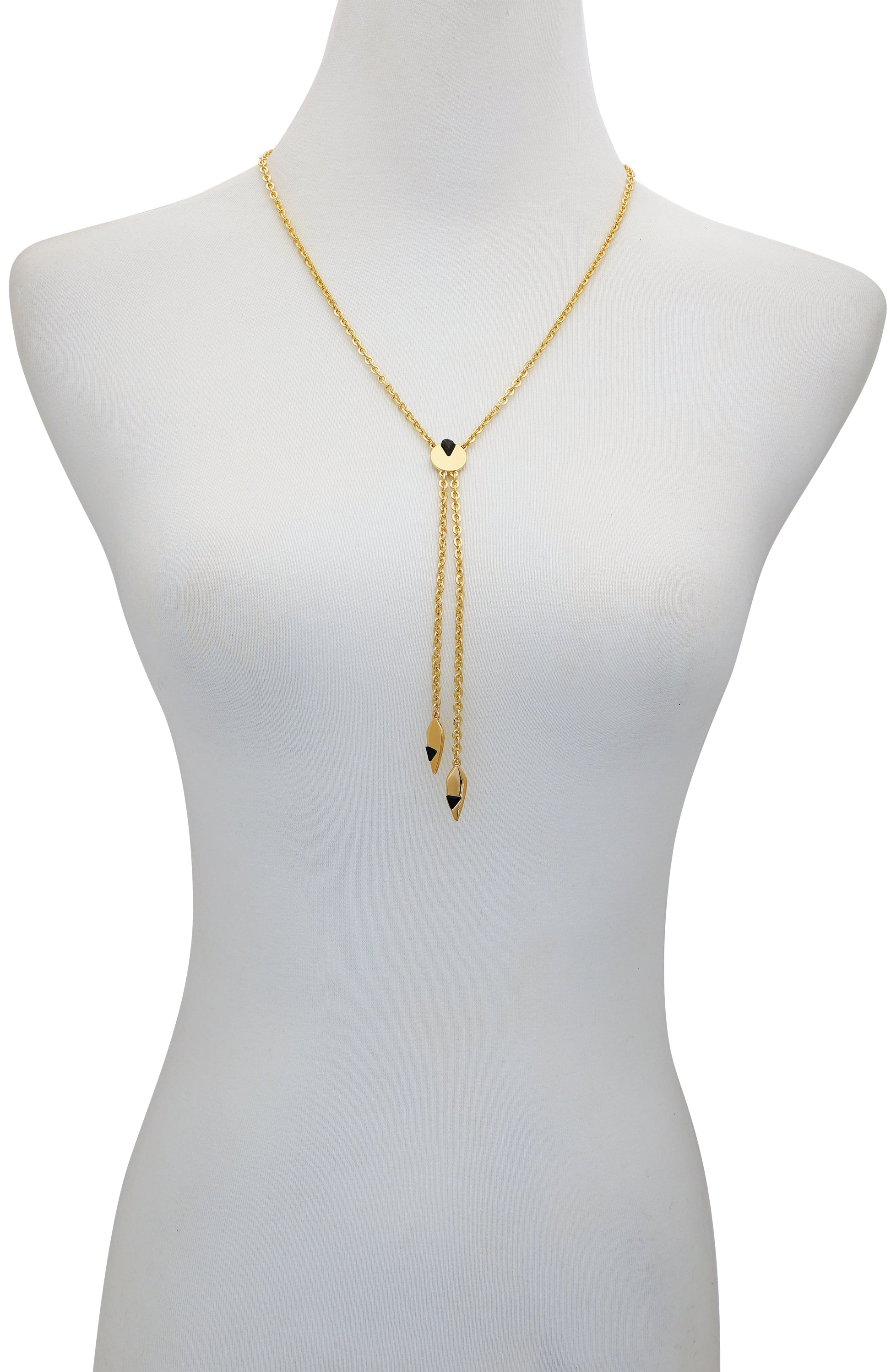 Vince Camuto Goldtone & Black Drop Pendant Necklace Gold Tone