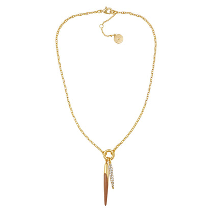Vince Camuto Double Pendant Necklace Brown\/Crystal