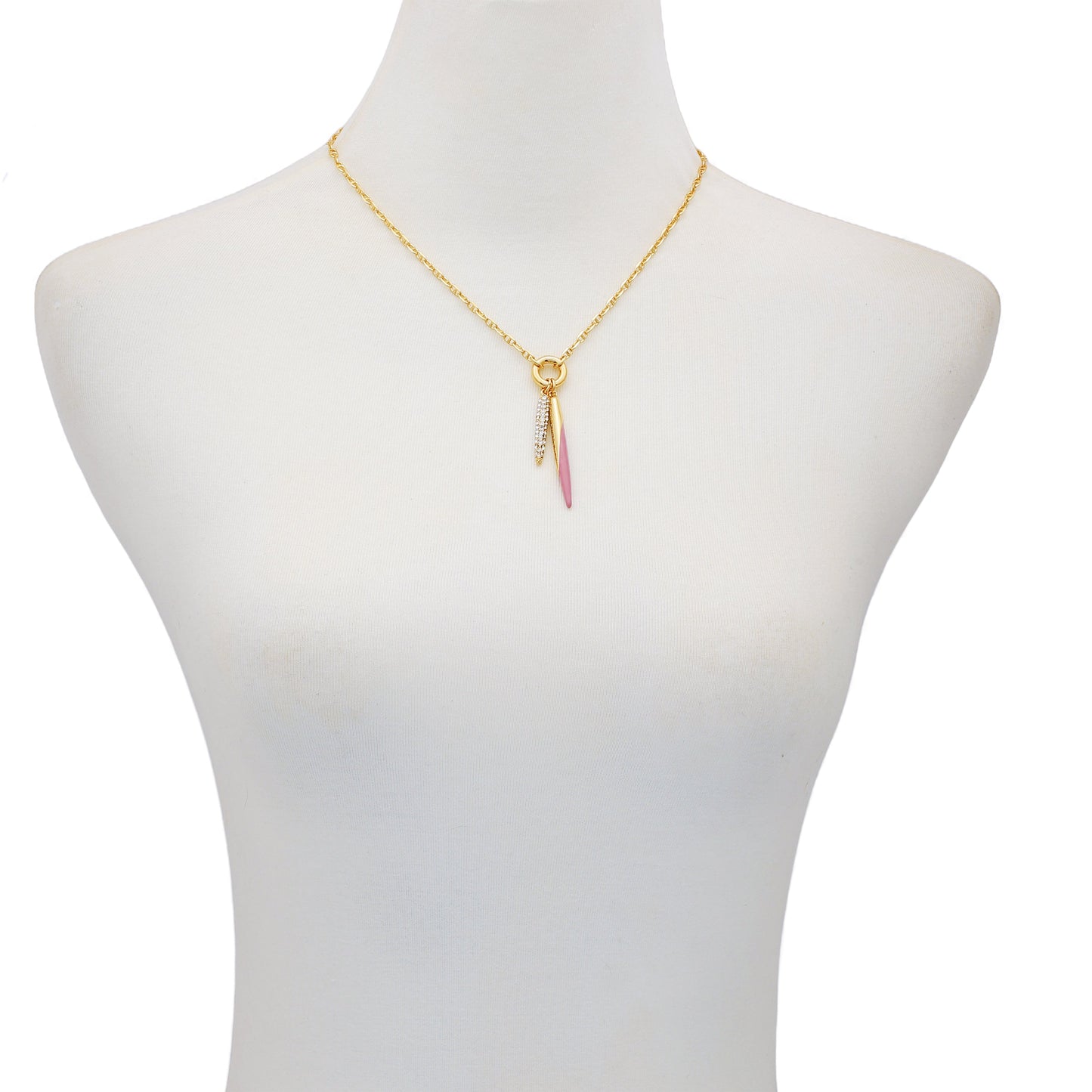 Vince Camuto Double Pendant Necklace Pink\/Stone