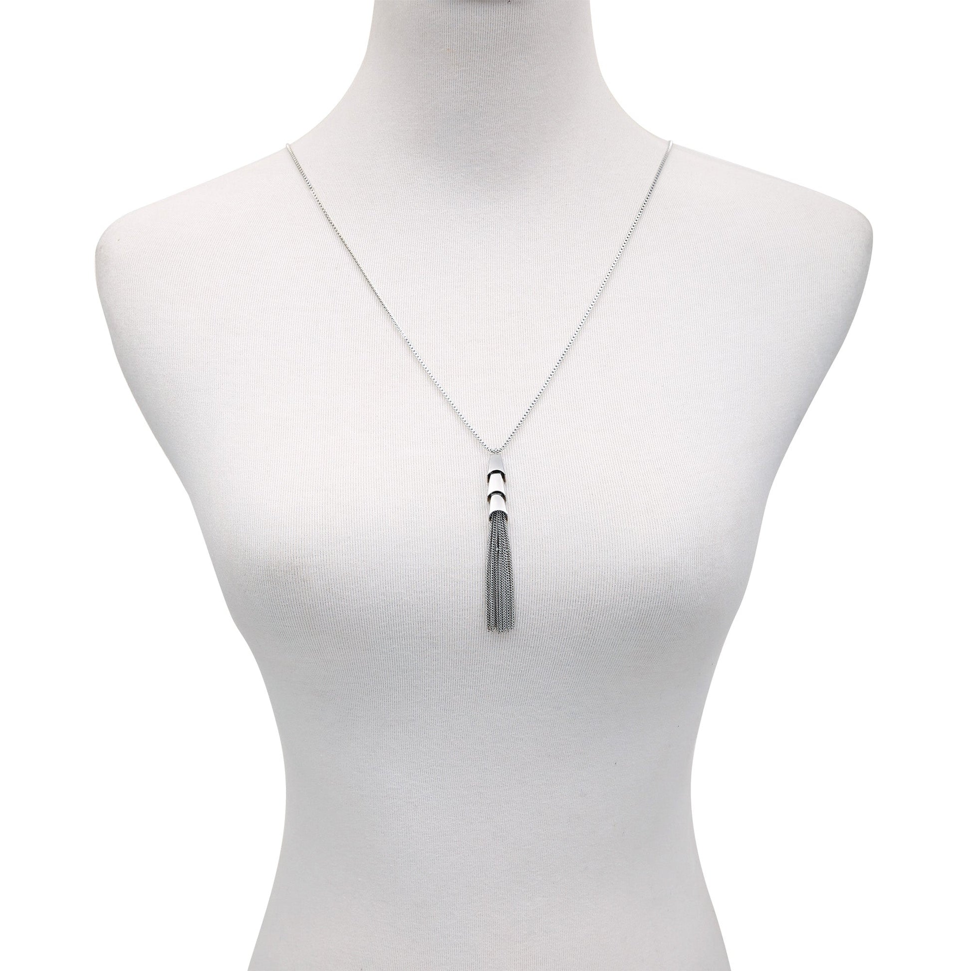 Vince Camuto Silvertone Tassel Pendant Necklace Silver Tone