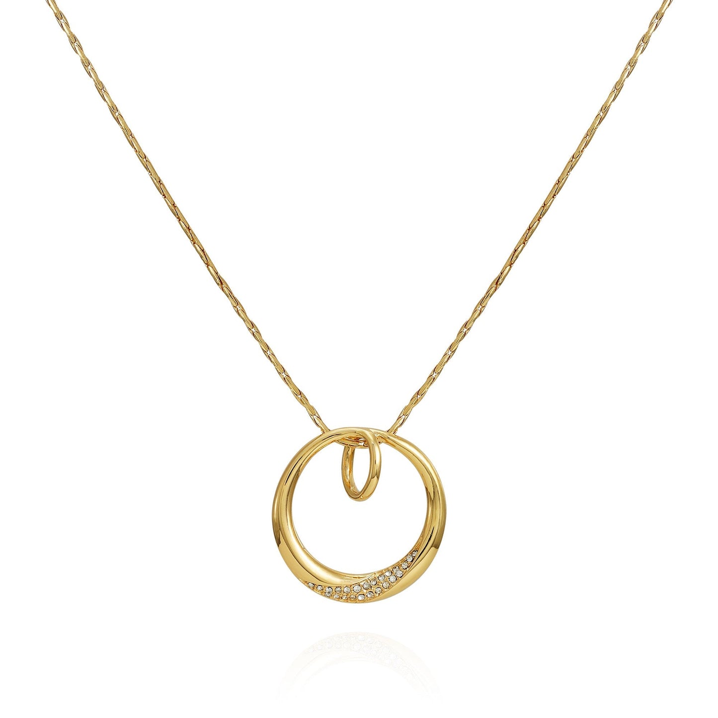 Vince Camuto Goldtone Crystal Stone Circle Pendant Necklace Gold Tone