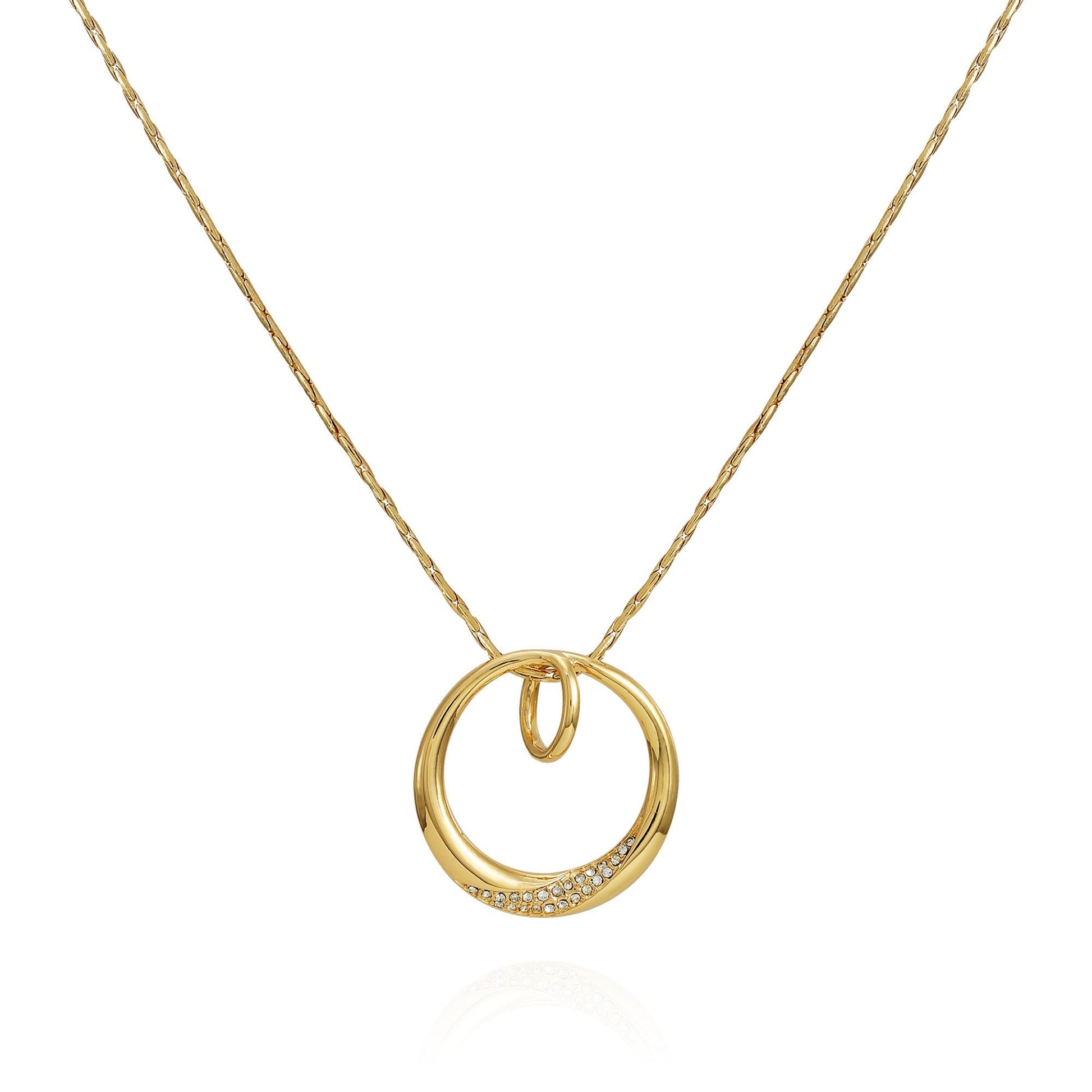 Vince Camuto Goldtone Crystal Stone Circle Pendant Necklace Gold Tone