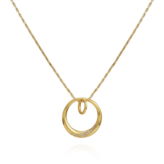 Vince Camuto Goldtone Crystal Stone Circle Pendant Necklace Gold Tone