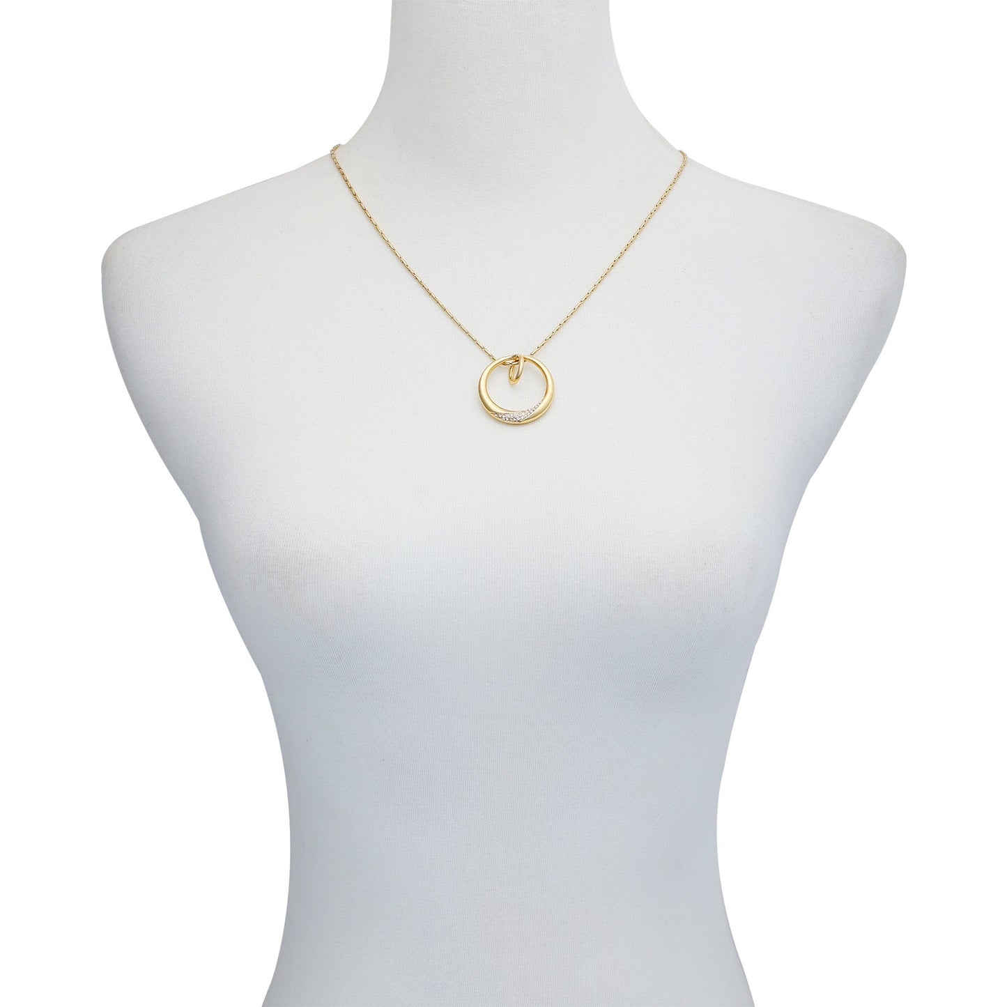 Vince Camuto Goldtone Crystal Stone Circle Pendant Necklace Gold Tone