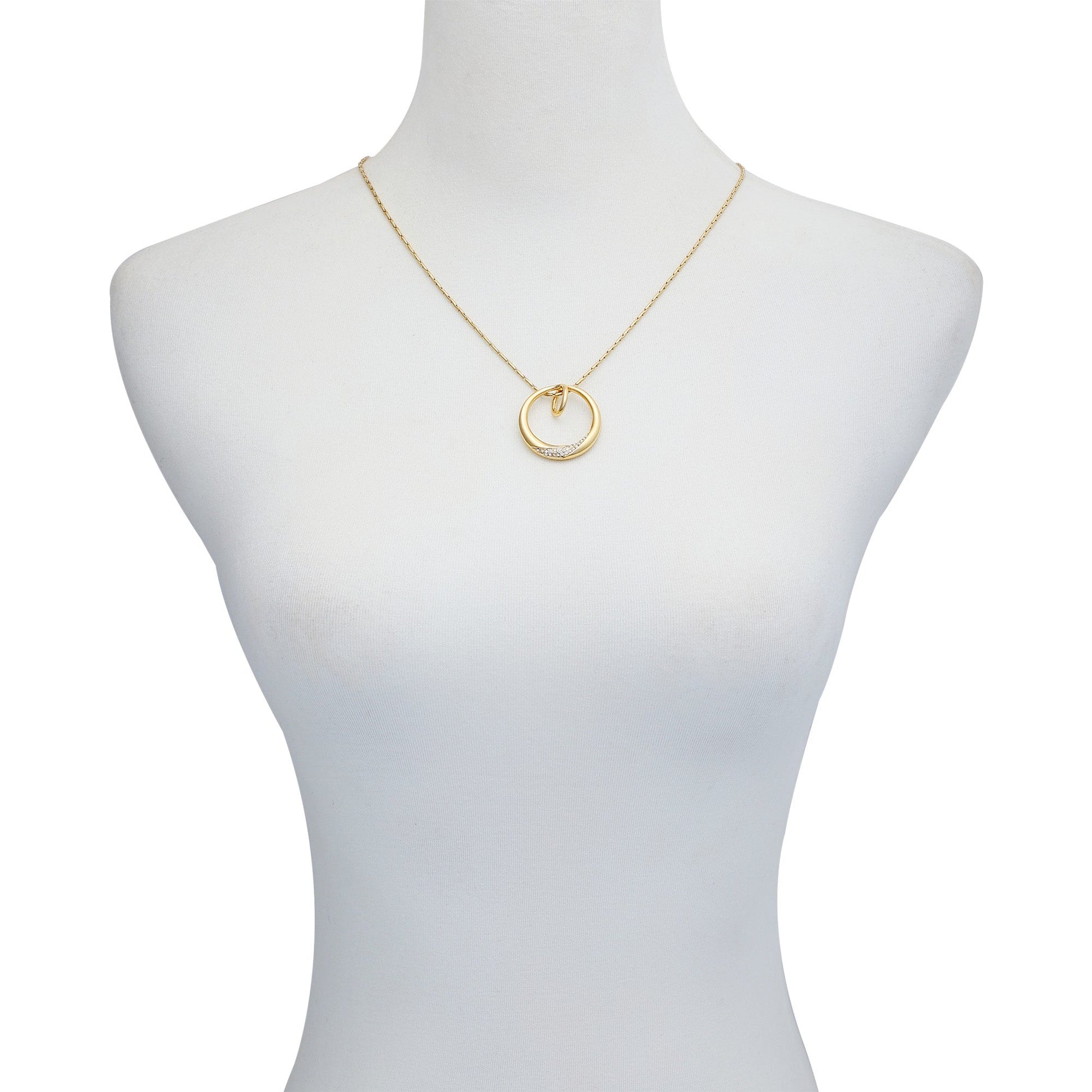 Vince Camuto Goldtone Crystal Stone Circle Pendant Necklace Gold Tone
