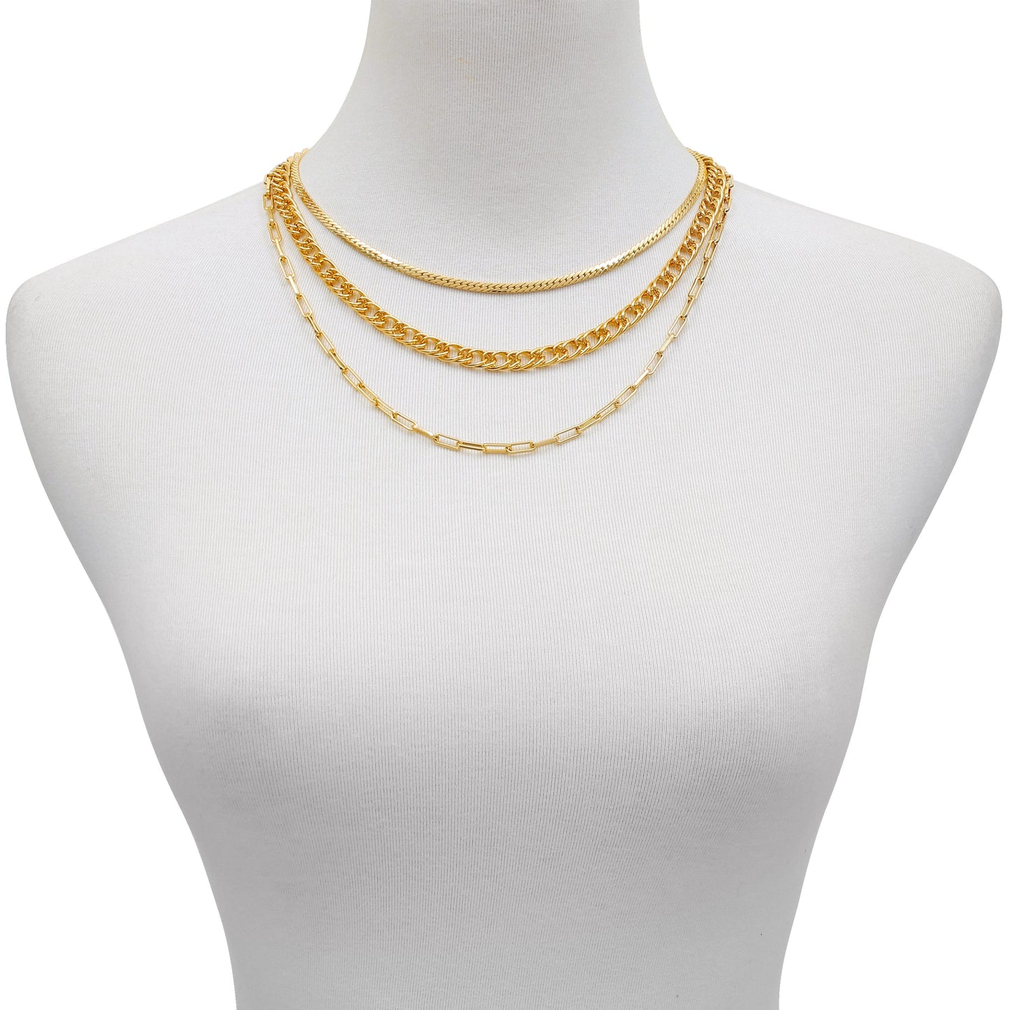 Vince Camuto Multi Layered Chain Necklace Gold Tone