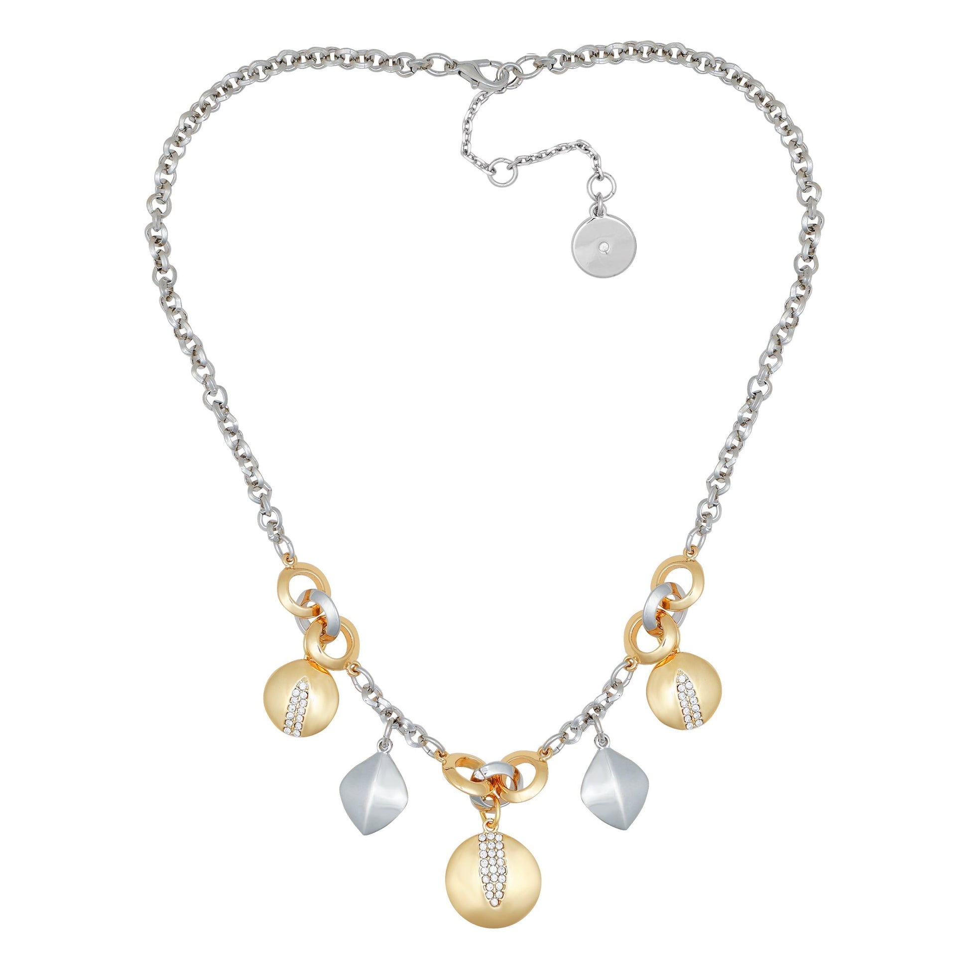 Vince Camuto Two Tone Gilded Leaf Charm Short Statement Necklace Two Tone