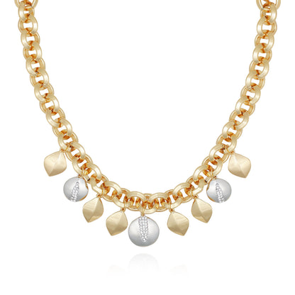 Vince Camuto Two Tone Gilded Leaf Charm Statement Necklace Two Tone