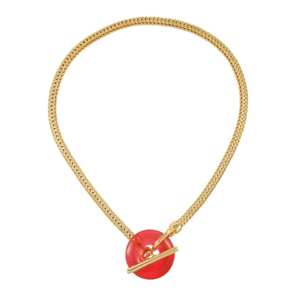 Vince Camuto Goldtone Pink Candy Stone Snake Chain Necklace Gold Tone