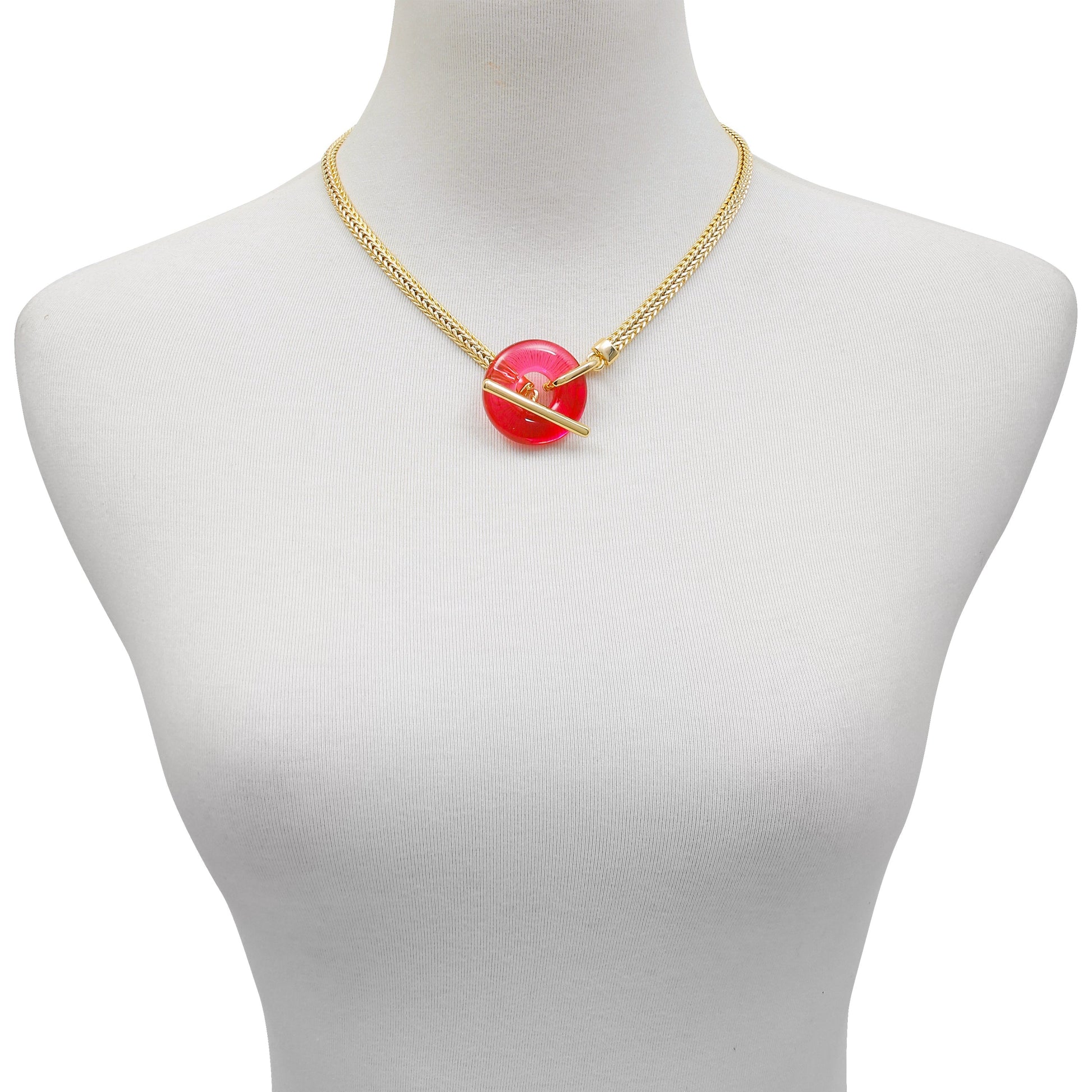 Vince Camuto Goldtone Pink Candy Stone Snake Chain Necklace Gold Tone