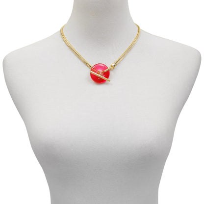 Vince Camuto Goldtone Pink Candy Stone Snake Chain Necklace Gold Tone