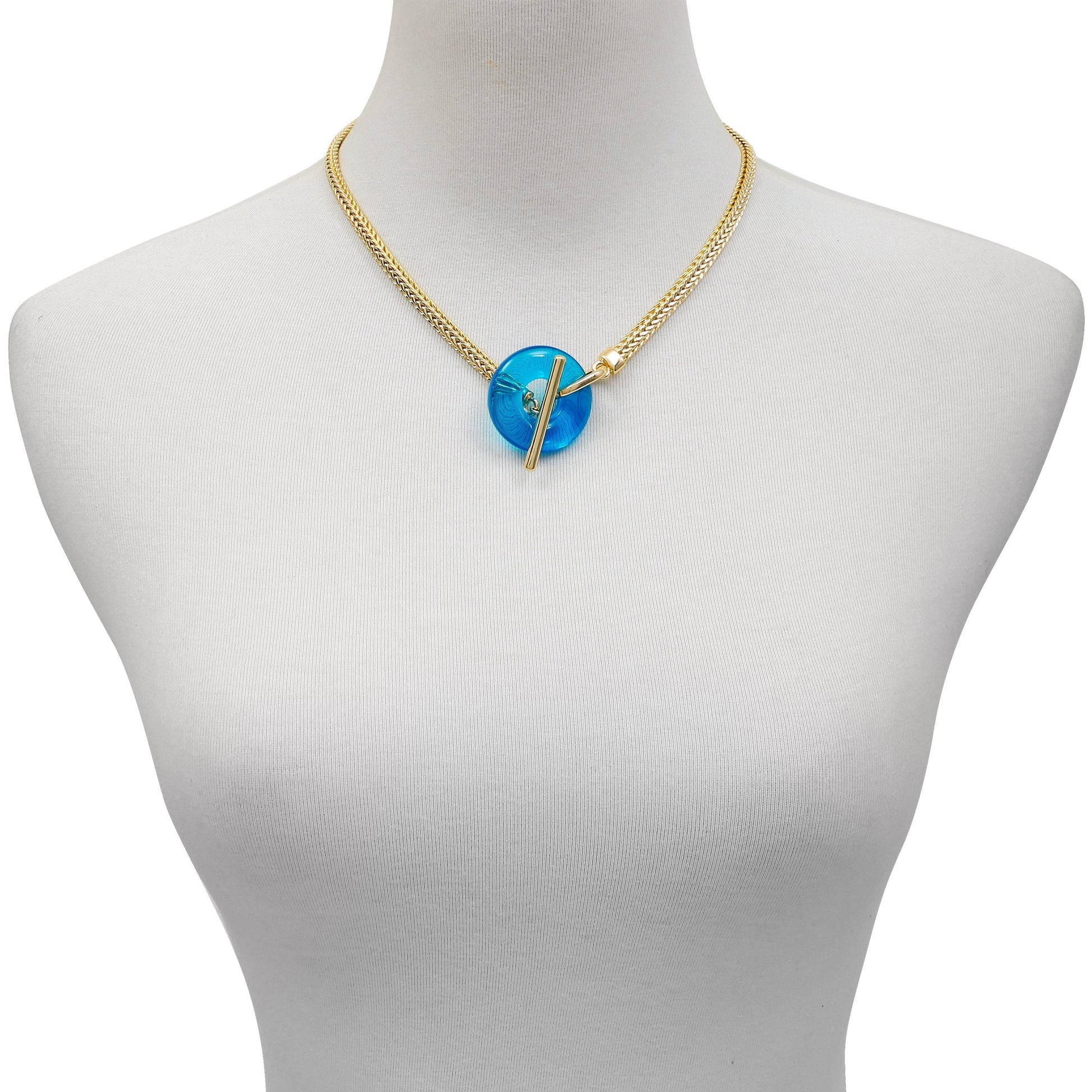Vince Camuto Goldtone Blue Candy Stone Snake Chain Necklace Gold Tone