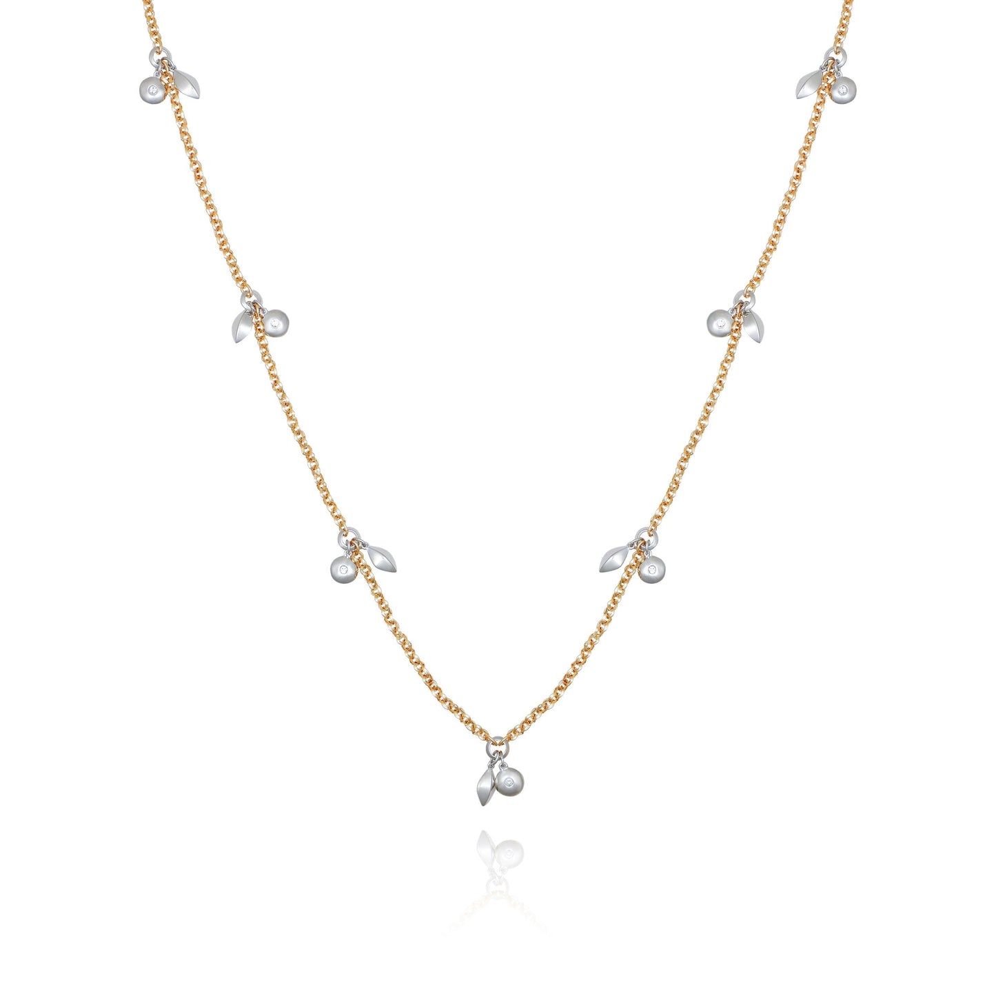 Vince Camuto Two Tone Gilded Leaf Long Necklace Two Tone