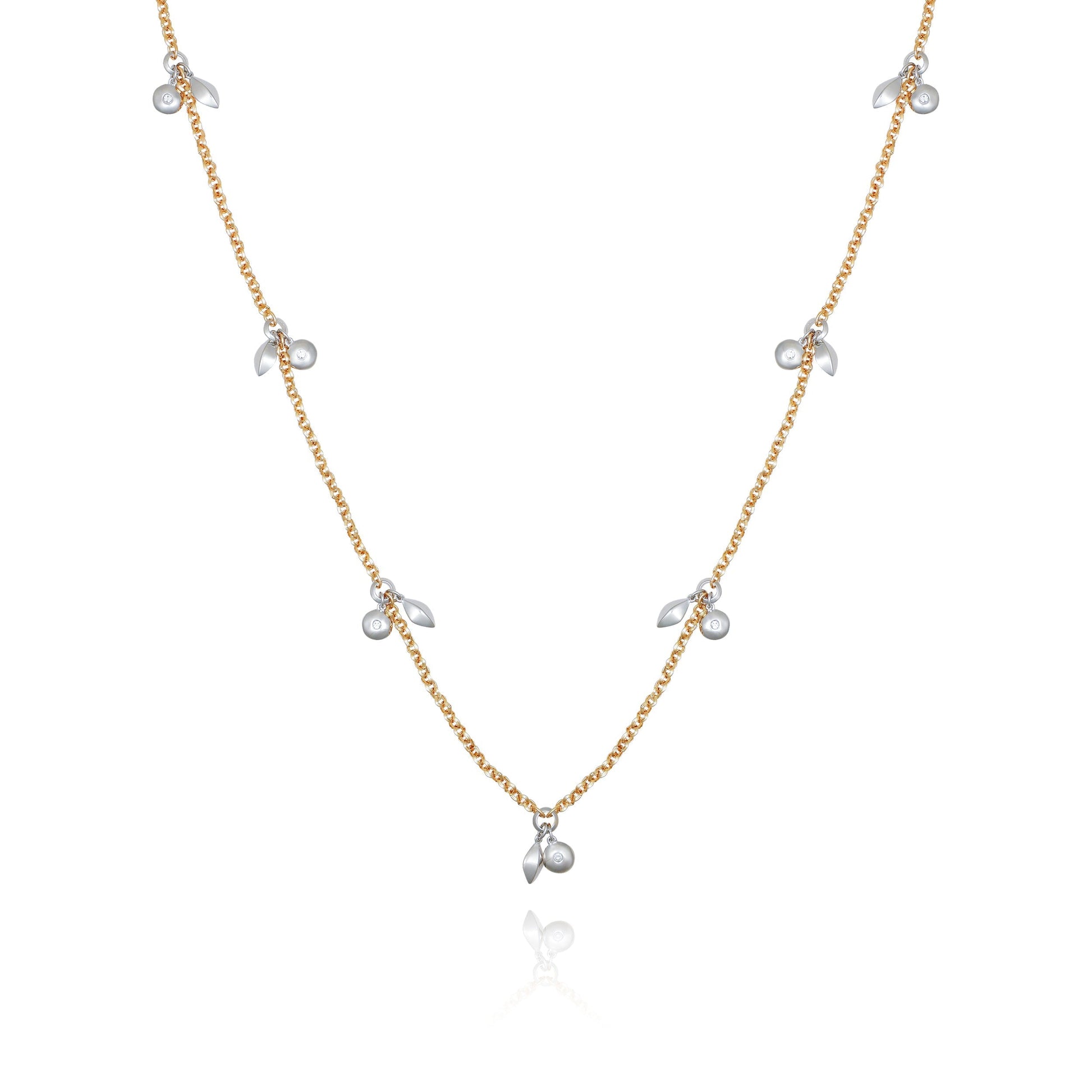 Vince Camuto Two Tone Gilded Leaf Long Necklace Two Tone
