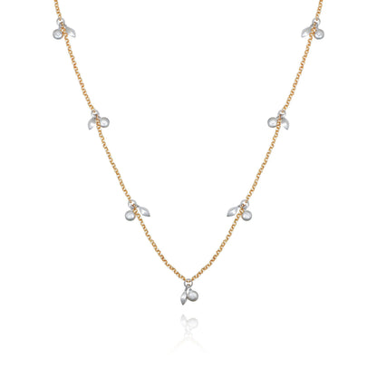Vince Camuto Two Tone Gilded Leaf Long Necklace Two Tone