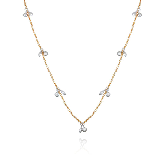 Vince Camuto Two Tone Gilded Leaf Long Necklace Two Tone