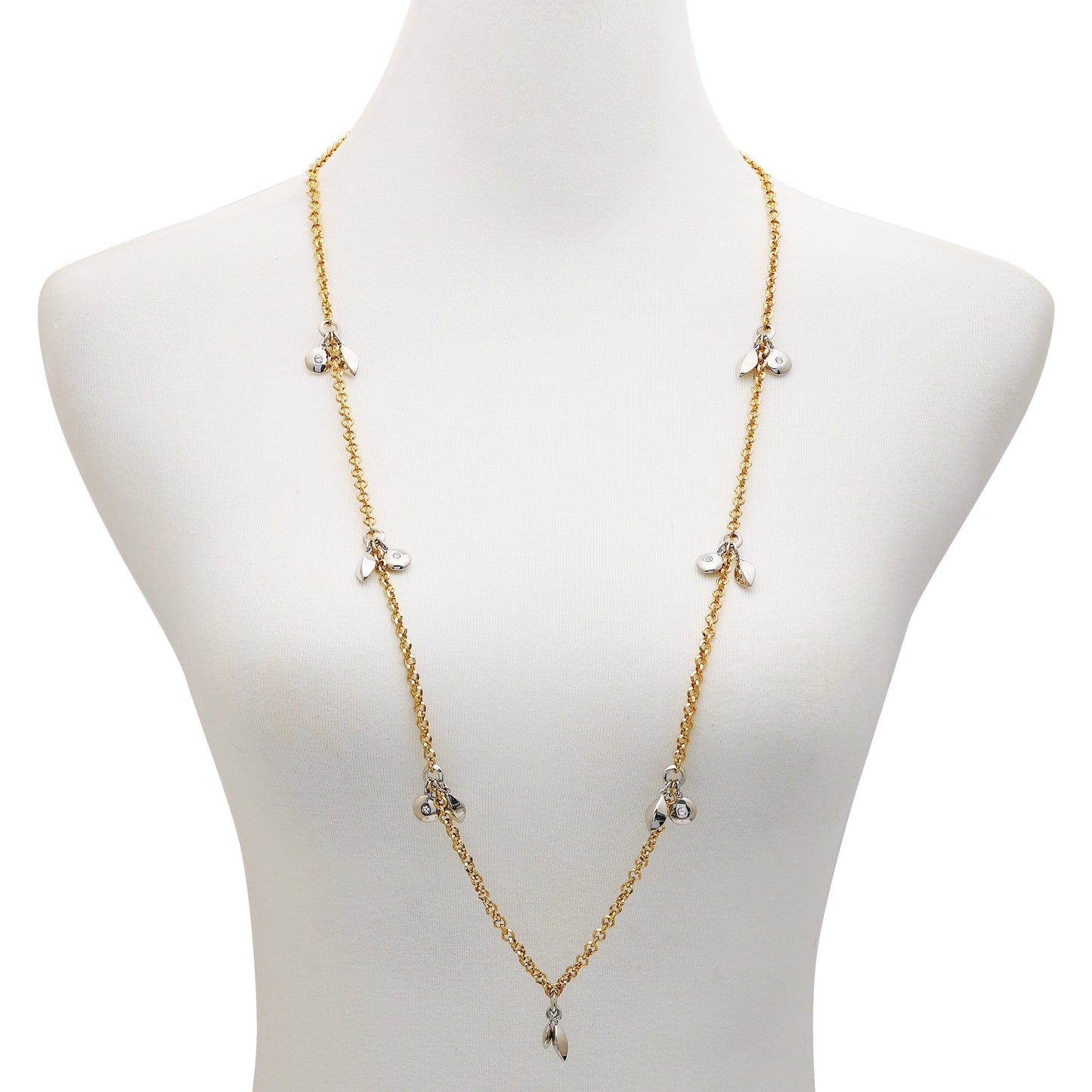 Vince Camuto Two Tone Gilded Leaf Long Necklace Two Tone