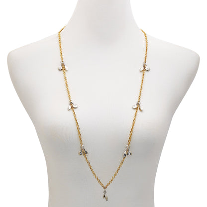 Vince Camuto Two Tone Gilded Leaf Long Necklace Two Tone