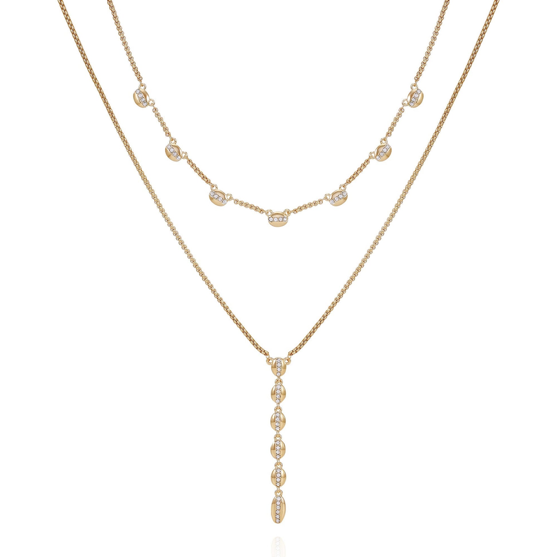 Vince Camuto Crystal Layered Necklace Gold Tone