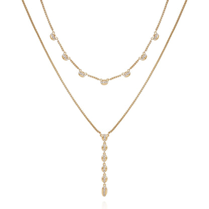 Vince Camuto Crystal Layered Necklace Gold Tone