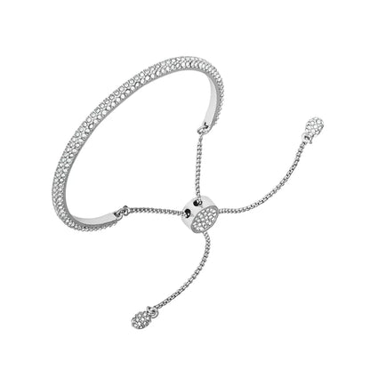 Vince Camuto Silvertone Pave Crystal Stone Slider Bracelet Silver Tone