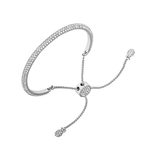 Vince Camuto Silvertone Pave Crystal Stone Slider Bracelet Silver Tone
