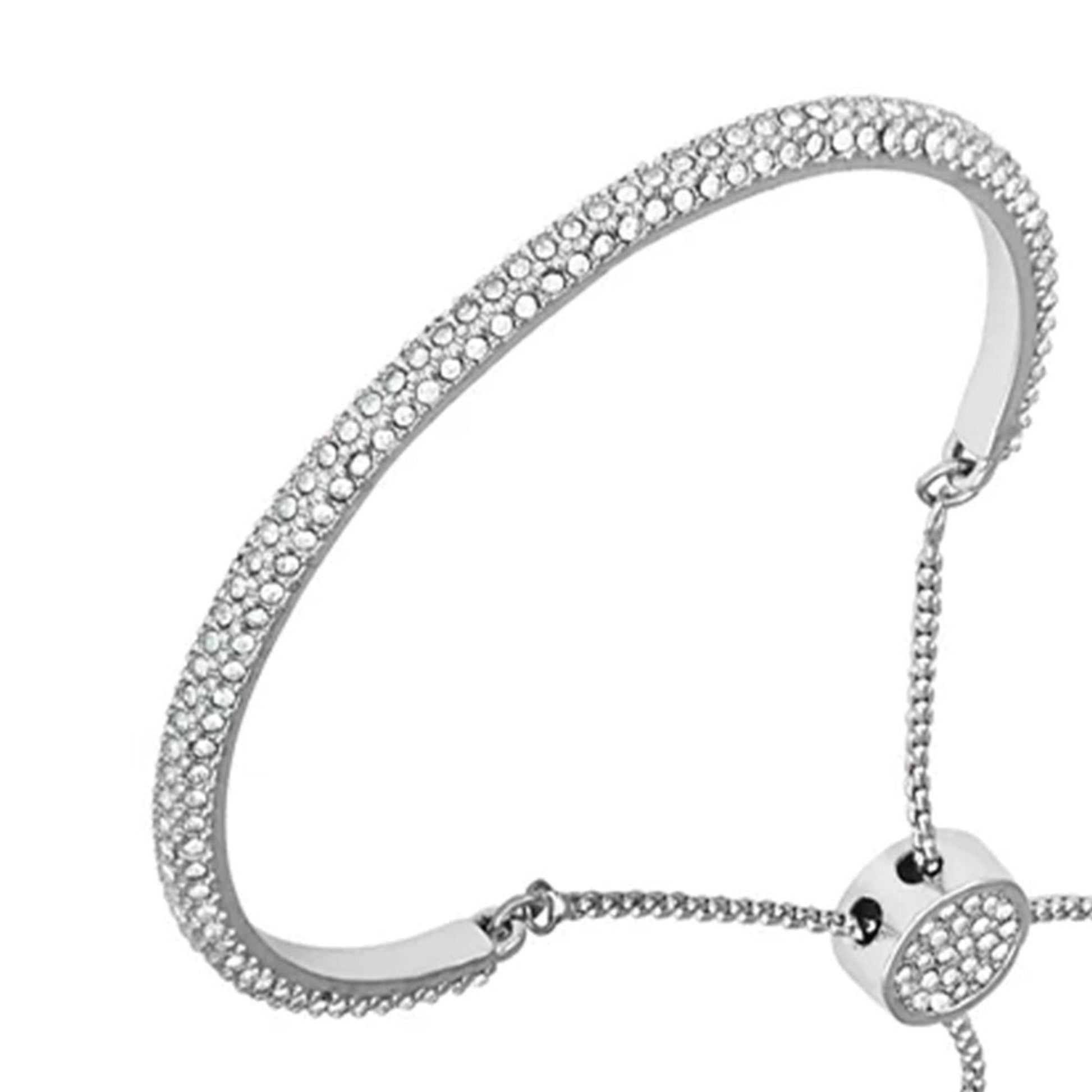 Vince Camuto Silvertone Pave Crystal Stone Slider Bracelet Silver Tone