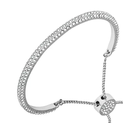 Vince Camuto Silvertone Pave Crystal Stone Slider Bracelet Silver Tone