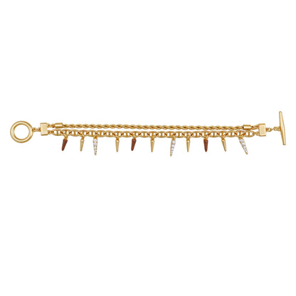 Vince Camuto Crystal And Gold Tone Multi Strand Bracelet Brown Gold Tone