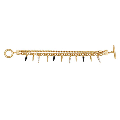 Vince Camuto Crystal And Gold Tone Multi Strand Bracelet Black Gold Tone