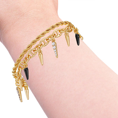Vince Camuto Crystal And Gold Tone Multi Strand Bracelet Black Gold Tone
