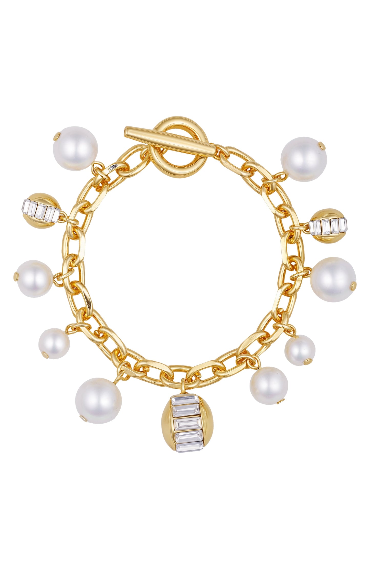 Vince Camuto Goldtone Pearl Crystal Charm Bracelet Gold Tone