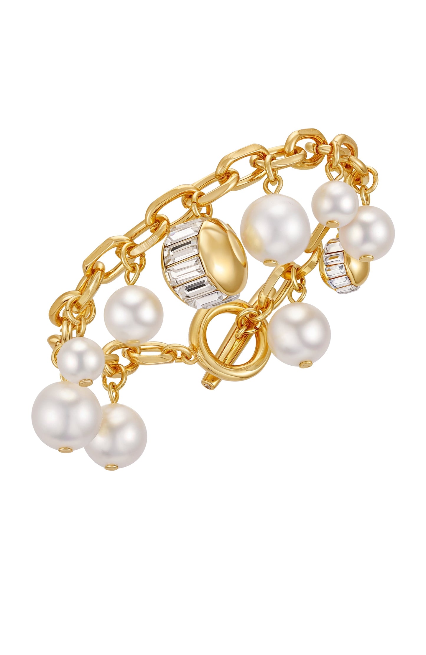 Vince Camuto Goldtone Pearl Crystal Charm Bracelet Gold Tone