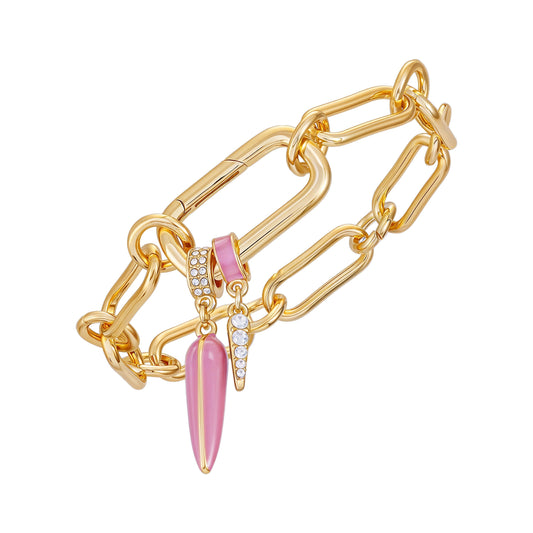Vince Camuto Pink And Pave Stone Bracelet Gold Tone