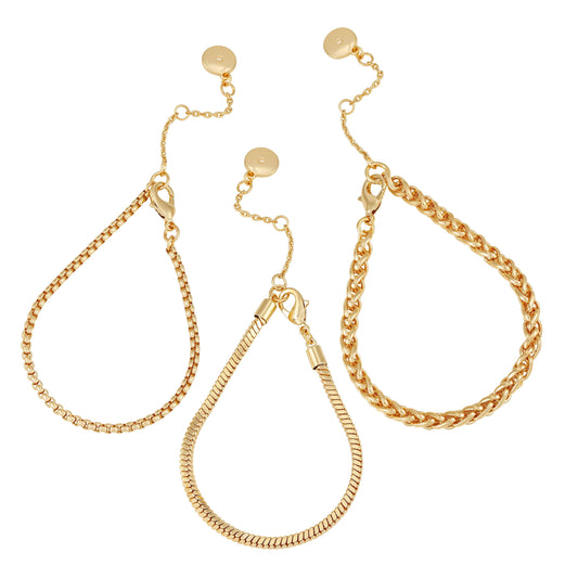 Vince Camuto Goldtone 3 Piece Mixed Chain Bracelet Set Gold Tone