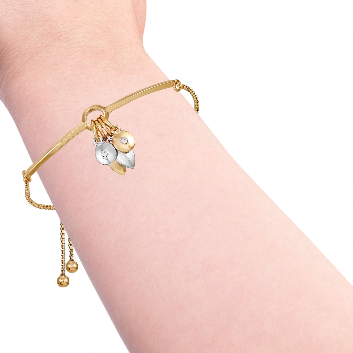 Vince Camuto Goldtone Gilded Leaf Charm Slider Bracelet Gold Tone