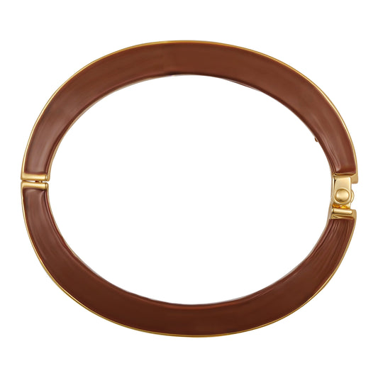 Vince Camuto Hinged Cuff Bracelet Brown Gold Tone