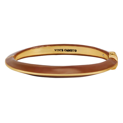 Vince Camuto Hinged Cuff Bracelet Brown Gold Tone