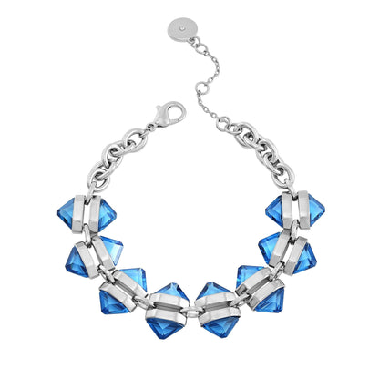 Vince Camuto Silvertone Blue Stone Cable Chain Bracelet Silver Tone
