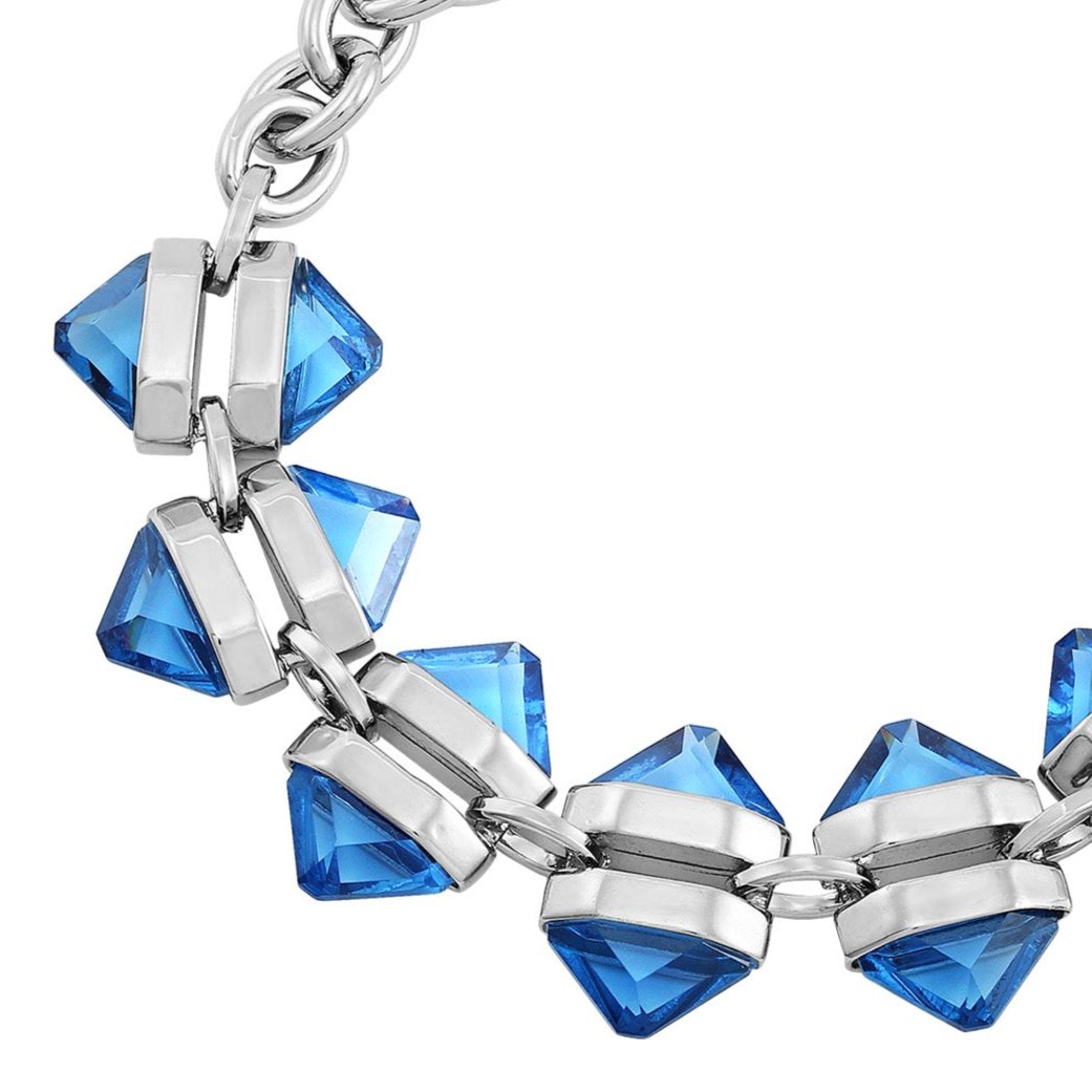 Vince Camuto Silvertone Blue Stone Cable Chain Bracelet Silver Tone