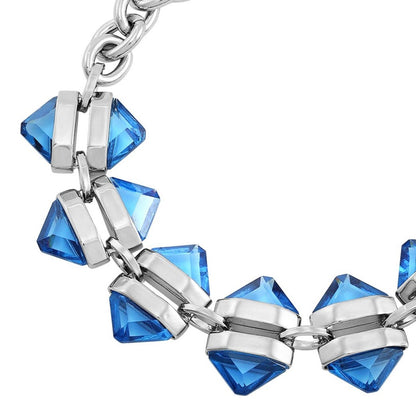 Vince Camuto Silvertone Blue Stone Cable Chain Bracelet Silver Tone