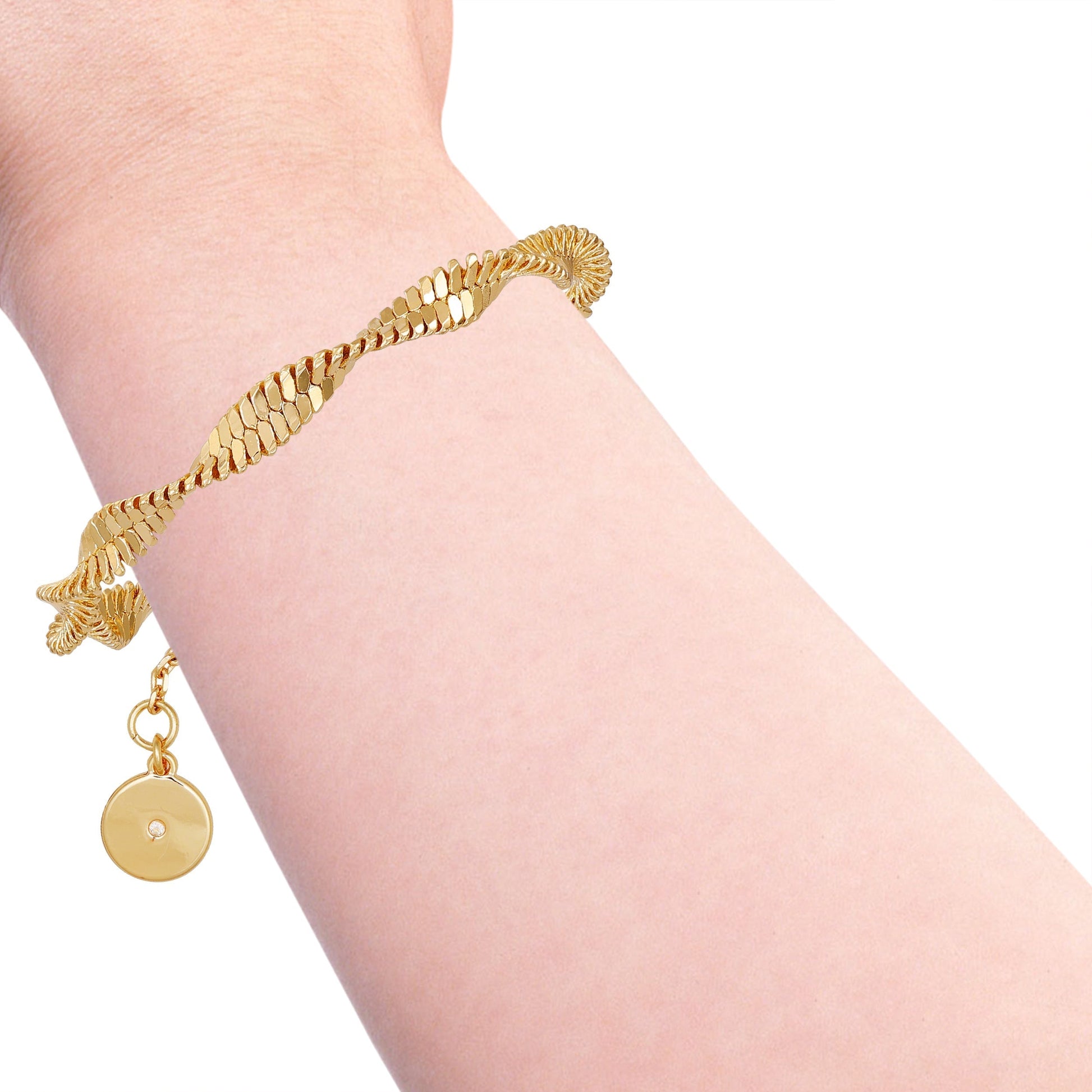 Vince Camuto Goldtone Twisted Herringbone Chain Bracelet Gold Tone