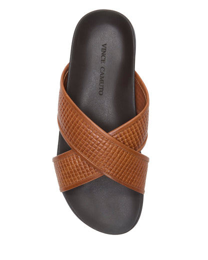 Vince Camuto Men's Dabor Cross-Band Sandal Saddle Brown Leather
