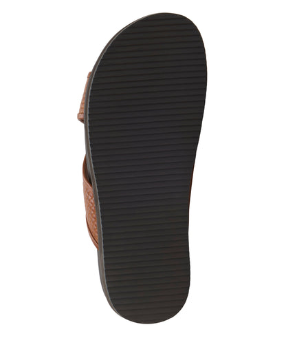 Vince Camuto Men's Dabor Cross-Band Sandal Saddle Brown Leather