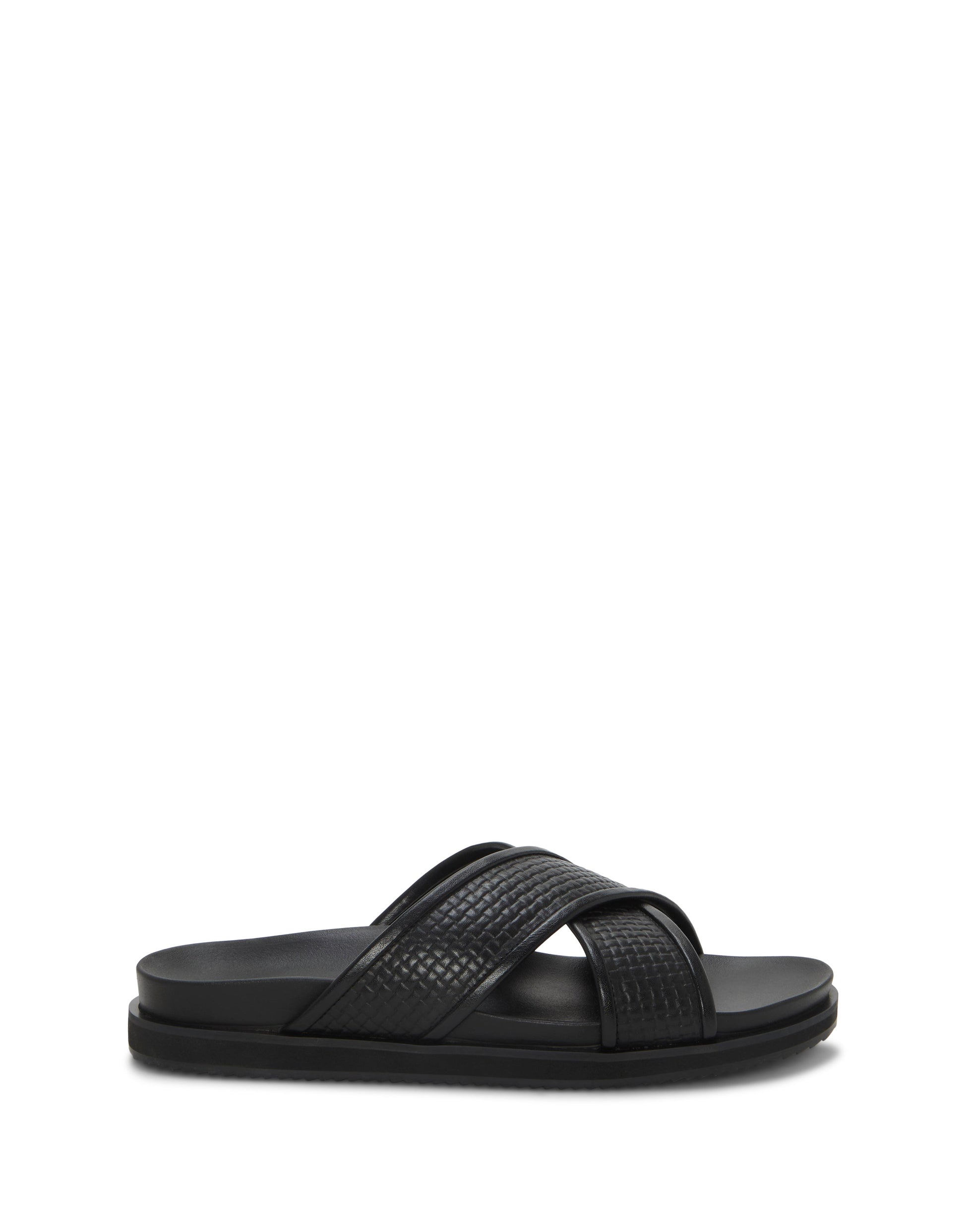 Vince Camuto Men's Dabor Cross-Band Sandal Black\/Black Leather