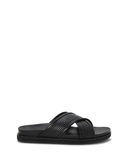 Vince Camuto Men's Dabor Cross-Band Sandal Black\/Black Leather