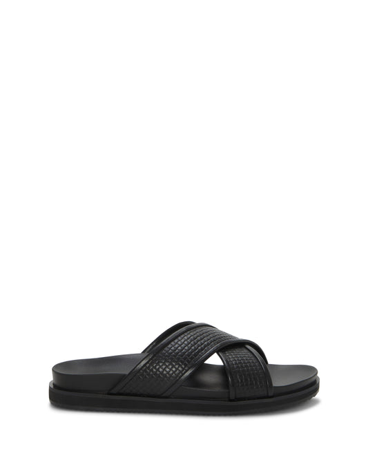 Vince Camuto Men's Dabor Cross-Band Sandal Black\/Black Leather
